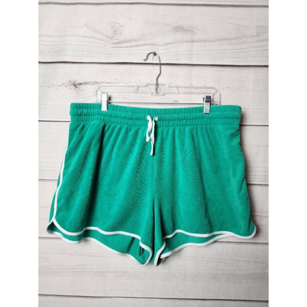 Flirtitude Active Womens Terry Sweatshorts Green High Rise Drawstring Juniors 1X